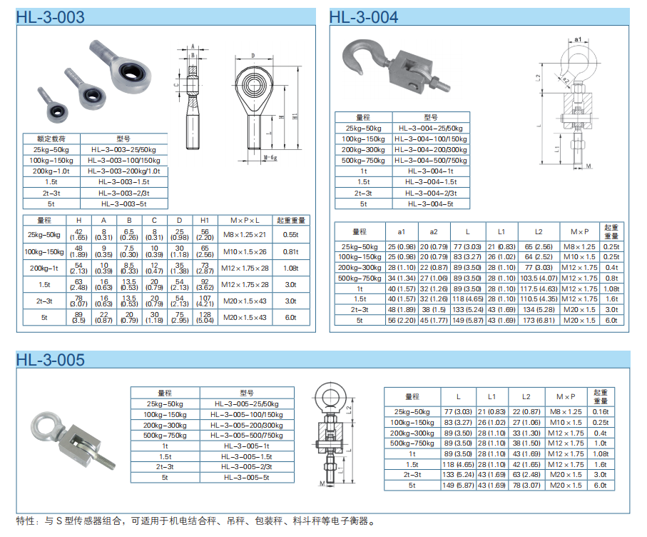 S型称重传感器H3附件